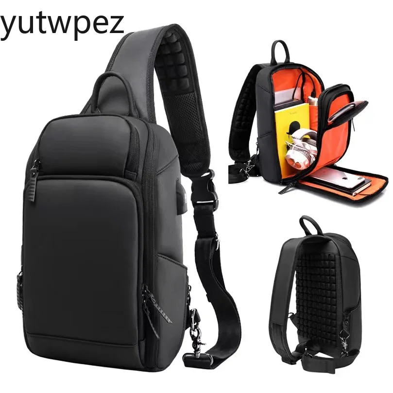 Outdoor Sport Backpack - กระเป๋าคาดอกสำหรับกีฬากลางแจ้ง เดินป่า วิ่ง พร้อมช่องชาร์จ USB กระเป๋าสะพายข้างกันน้ำสำหรับผู้ชาย