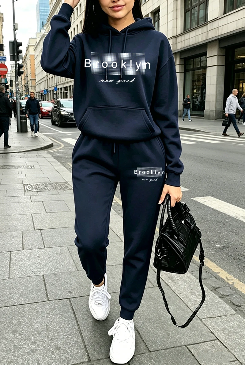 Outdoor Sportswear - ชุดวอร์มผู้หญิงลายพิมพ์ เสื้อฮู้ดลำลอง เสื้อสเวตเชิ้ตสำหรับกิจกรรมกลางแจ้ง เสื้อผ้ากีฬา วิ่งจ๊อกกิ้ง แฟชั่นฤดูใบไม้ร่วง