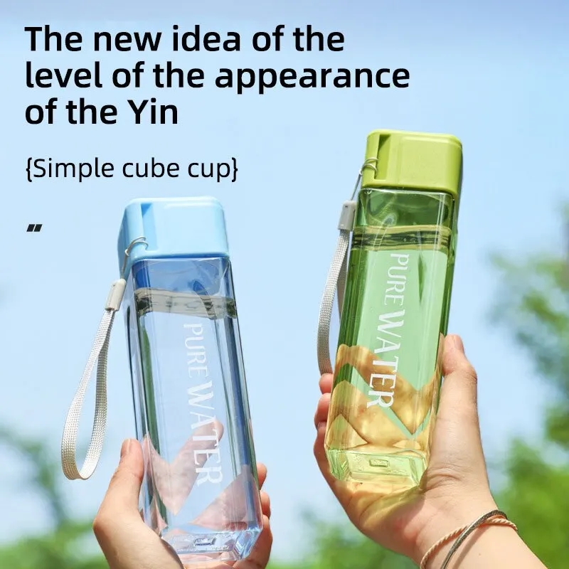 450ml,1pcs แก้วน้ําใสสแควร์ใน  - Outdoor Sport Glass Water Bottle บทวิจารณ์และราคา