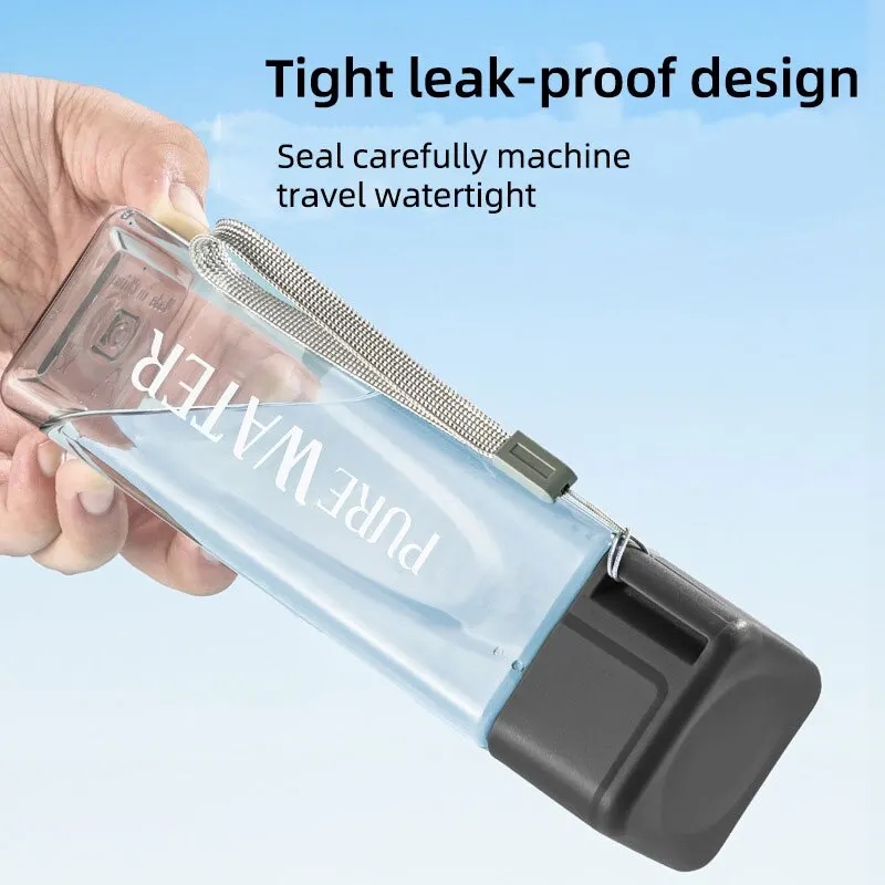 450ml,1pcs แก้วน้ําใสสแควร์ใน  - Outdoor Sport Glass Water Bottle บทวิจารณ์และราคา
